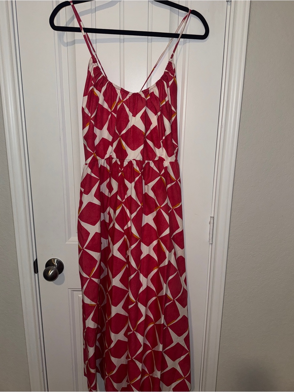 Pink Geometric Maxi Dress Spaghetti‎ Strap art deco dopamine